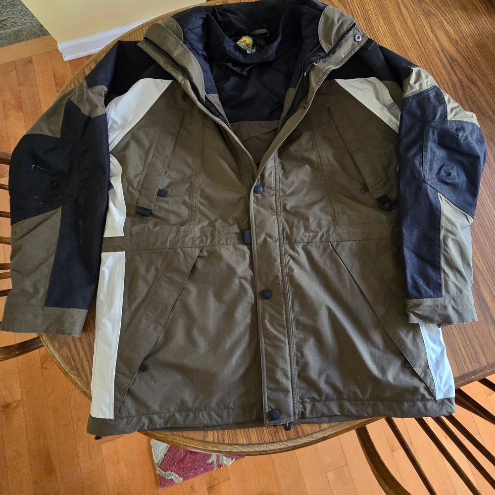 Cabelas Waterproof Jacket 4 in 1 Cold Weather Parka Jacket Coat Mens Large Tall - Picture 2 of 6